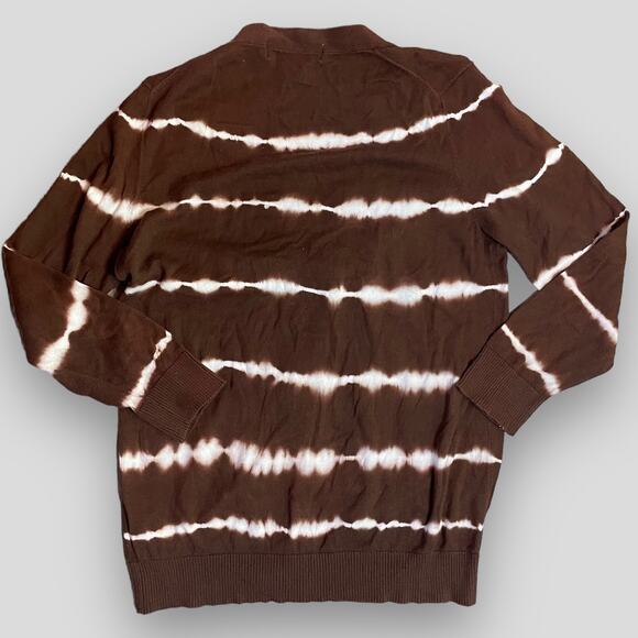 MICHAEL MICHAEL KORS CARDIGAN BOHO TIE DYE COTTON SWEATER BROWN MEDIUM - Picture 2 of 8